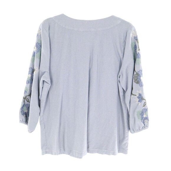 J. Jill Embroidered Top Women L Blue Boho Cottagecore Grannycore Hippie Coastal - Picture 3 of 14